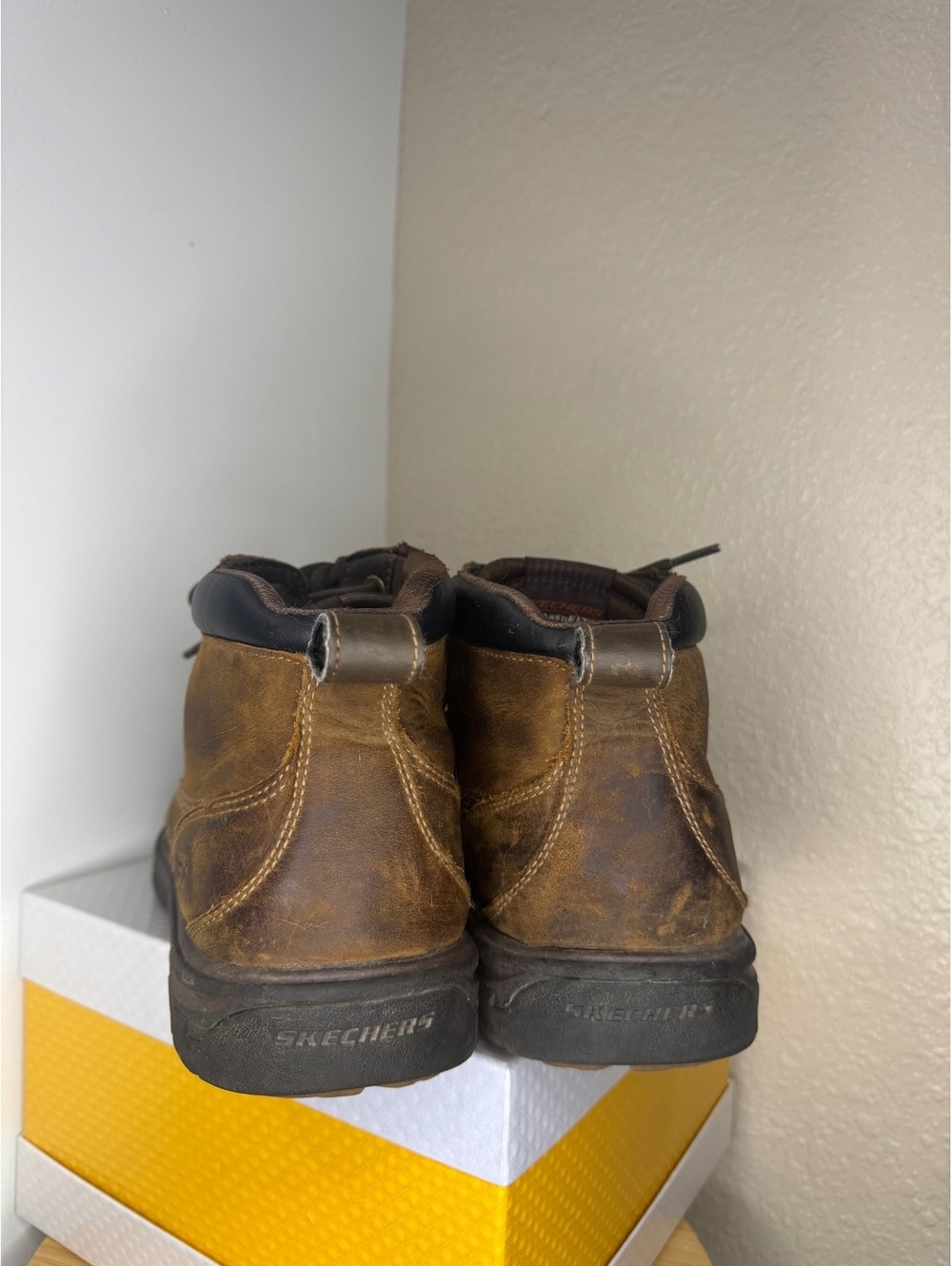 Skechers Segment Brown Leather Chukka Boots Men’s Size 10 Comfort Casual Used - Picture 5 of 6